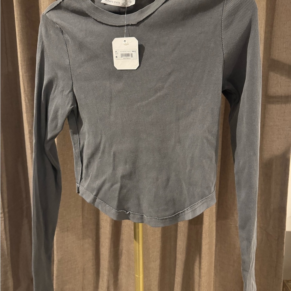 Altar'd State Charcoal Long Sleeve Top